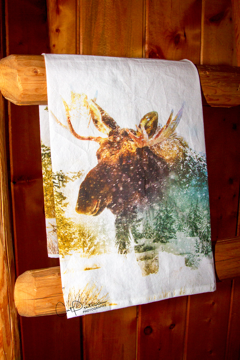 WINTER WALK MOOSE FLOUR SACK TOWEL