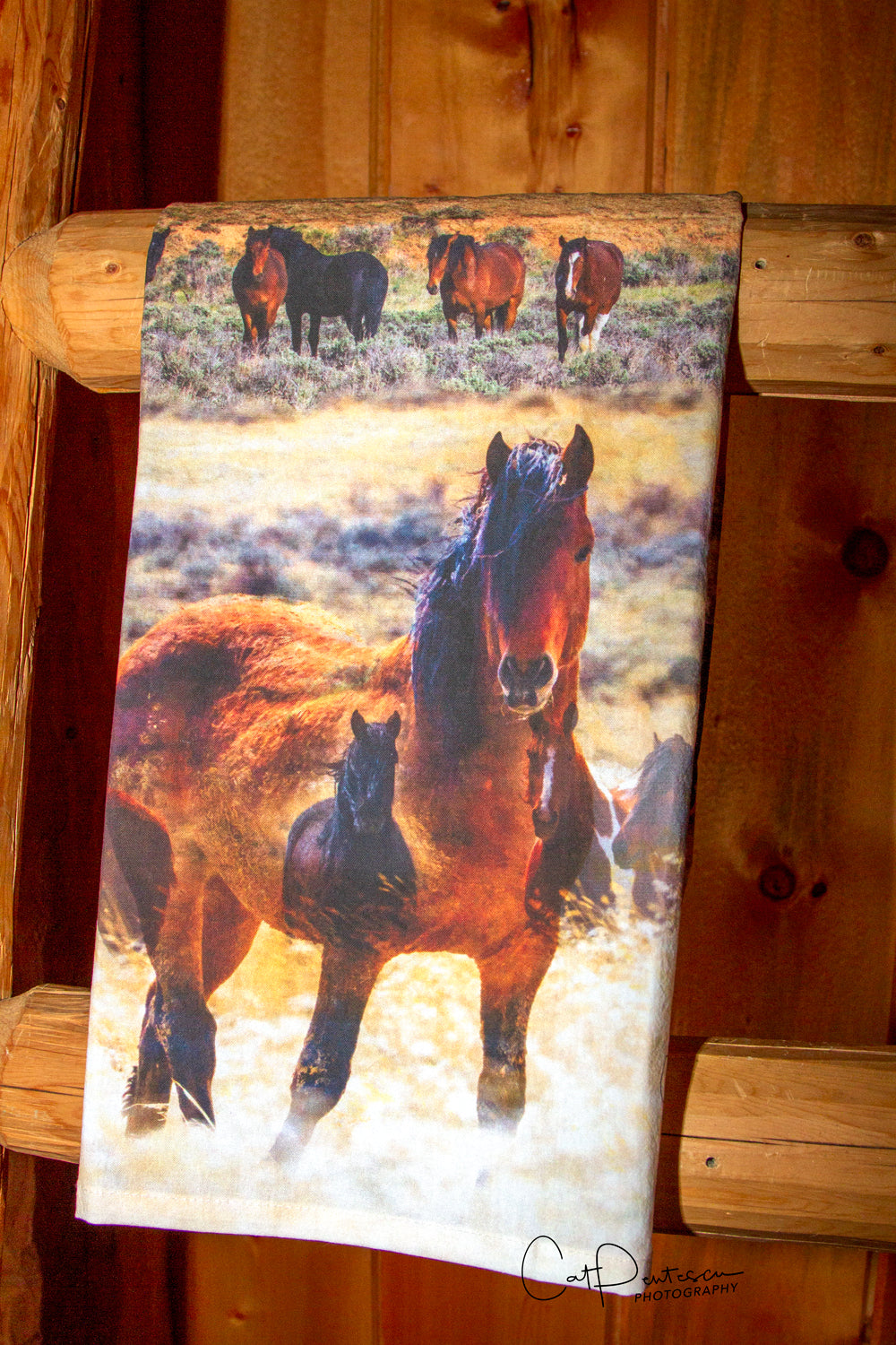 WILD HORSE MONTAGE FLOUR SACK TOWEL