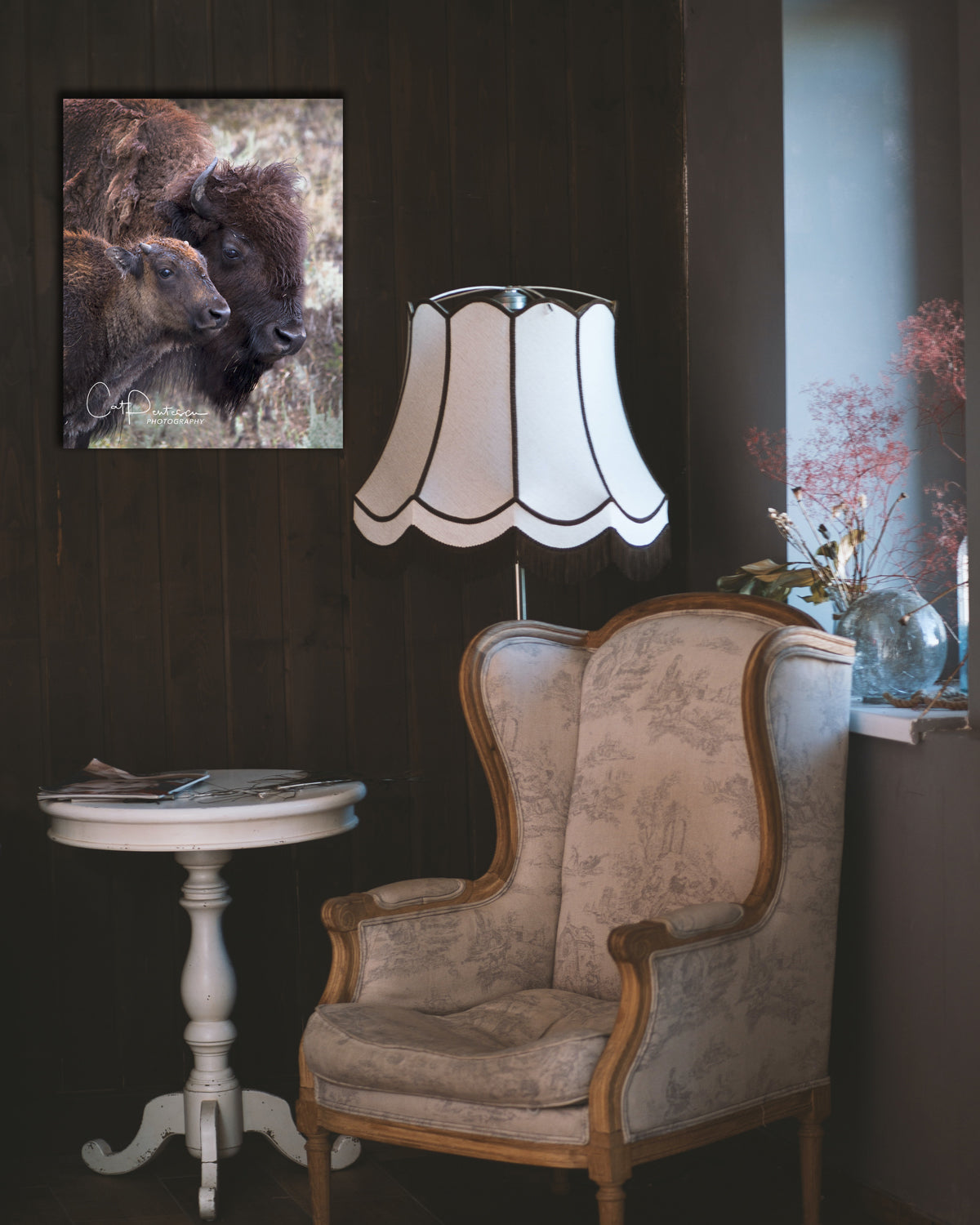 Wildlife Wild Buffalo Bison Cow and Calf available on wall in sitting room. Cat Pentescu Photography