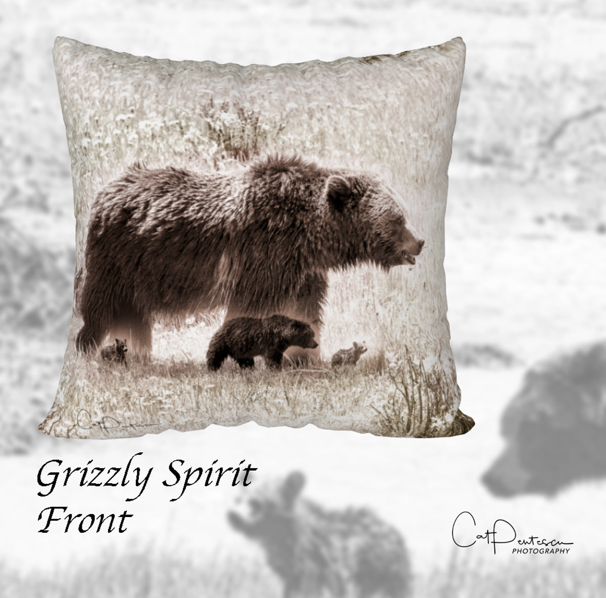 GRIZZLY SPIRIT ACCENT PILLOW COVER