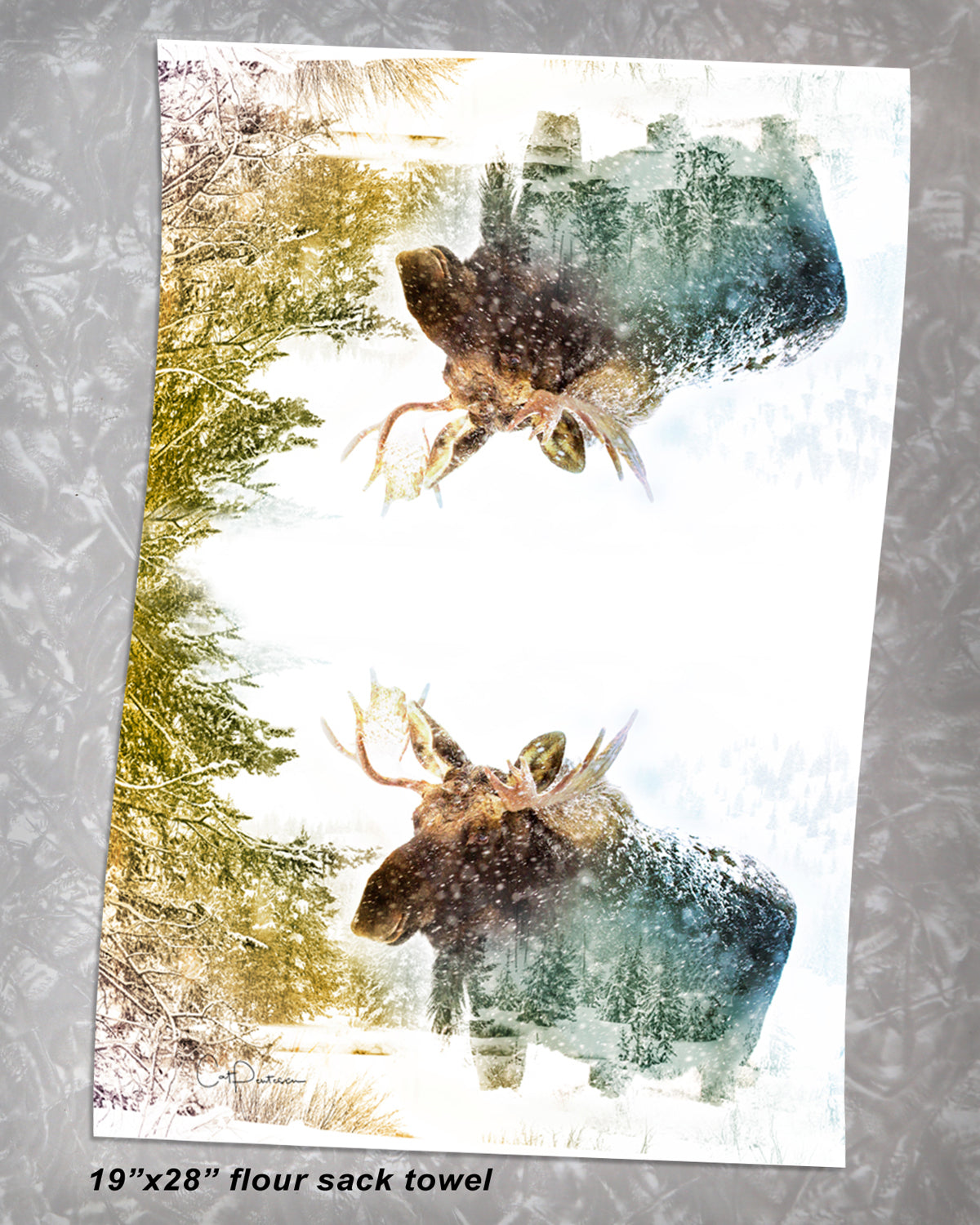 WINTER WALK MOOSE FLOUR SACK TOWEL