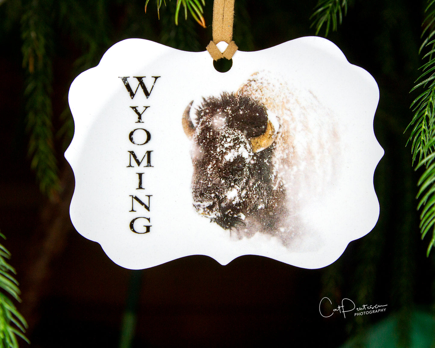 Ornament - WYOMING SNOWY BUFFALO - Metal