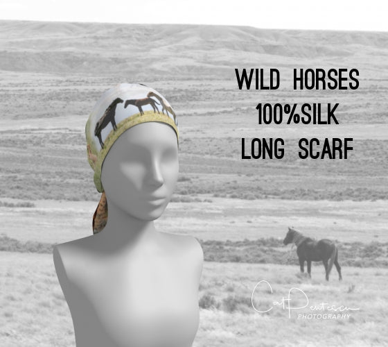 WILD HORSES SILK LONG SCARF