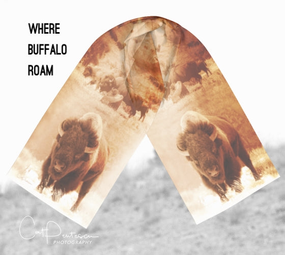 WHERE BUFFALO ROAM SILK LONG SCARF