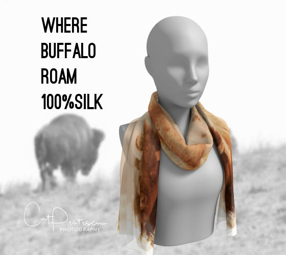 WHERE BUFFALO ROAM SILK LONG SCARF