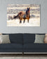 Artistic photographic montage show the spirit of generations of horses  in the wild displayed over a sofa. Cat Pentescu Photography